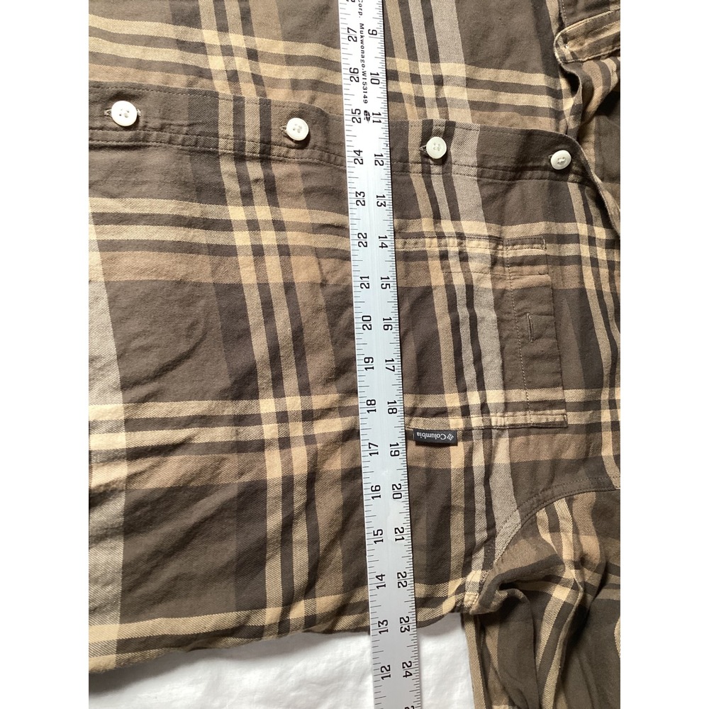 Columbia Mens Brown Plaid Long Sleeve Button Down Cotton Shirt Large RN69724 - Picture 5 of 6
